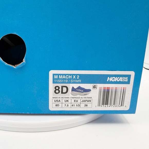 Hoka MACH X 2 Size 8 Mens Skyward Blue Cobalt SYWR 1155119 NIB